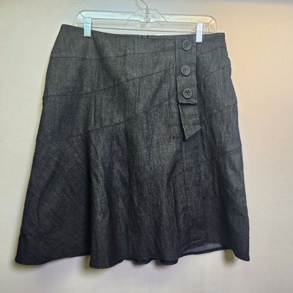 Sandro Dresses & Skirts - Vtg Sandro Sportswear Women's Denim Midi Skirt Sz 12 Dark Wash A-Line Buttons